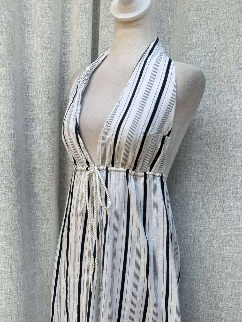 Morrisday the label summer nautical open back halter maxi dress